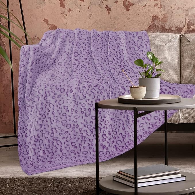 Purple Leopard Print Blanket for Women, Cheetah Blanket, Gifts for Birthday | Purple Gifts for Women, Cozy Fleece Throw, Soft Warm Queen Size Blanket, Christmas Birthday Gifts