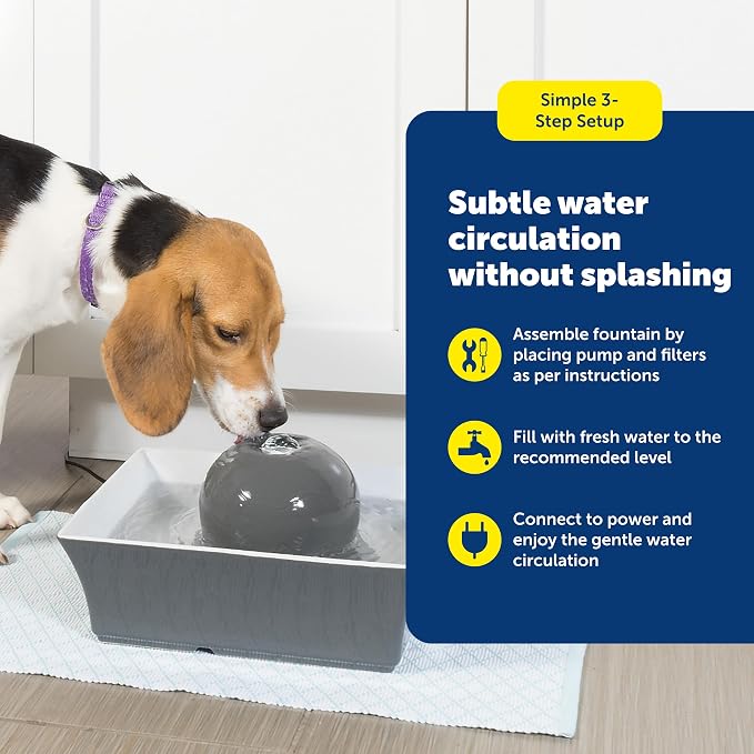 PetSafe Drinkwell Ceramic Pet Water Fountain, Cats & Dogs, Quiet, 70 oz | Encourages Pets to Drink More, Replaceable Carbon Filter, Whisper-Quiet Submersible Pump, Dishwasher Safe