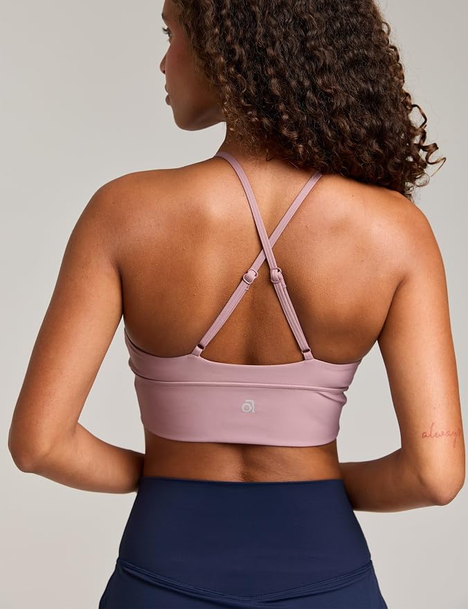 Women's Flow Scrunch Sports Bra V Neck Padded Yoga Tank Adjustable Straps Cross Back Crop Tops