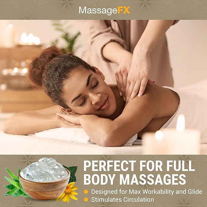 Massage Gel by Massage FX - 100% Pure Jojoba & Sunflower Seed Oil - Herbal Extracts Ivy, Arnica & Aloe - Unscented - Max Workability & Glide - Perfect for Full Body Massages - Paraben Free - 5 Gallons