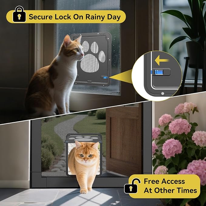 Dog Door for Screen Door, Cat Door Screen Small Dog Door Insert for Sliding Door Easy Install, Small 8"×10"