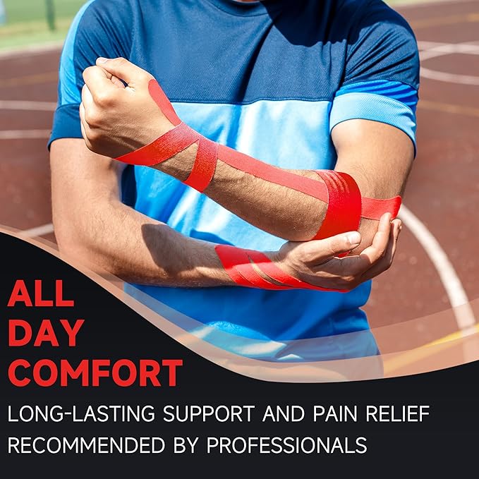 CKeep Kinesiology Tape, Uncut 2 Rolls, Original Cotton Elastic Premium Athletic Tape,Latex Free Hypoallergenic, 2inch x 16ft, Red