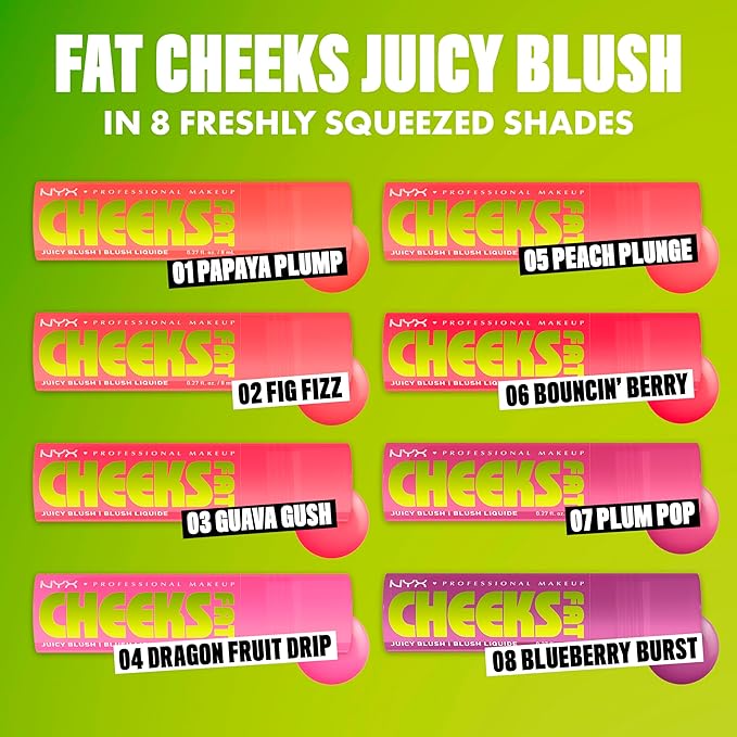 NYX PROFESSIONAL MAKEUP Fat Cheeks Liquid Blush, Buildable, Dewy Blush with Long-Lasting 12HR Wear - Blueberry Burst (Cool Purple)