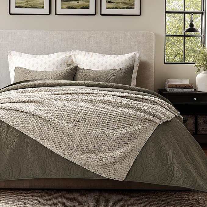 EVERGRACEHOME Chunky Chenille Knit Throw Blanket, 50 x 60, Warm Gray | Sculpted Moss Stitch, Chic Modern Farmhouse, All-Season Warmth, OEKO-TEX® Certified, Elegant Blanket for Couch, Bed, Sofa