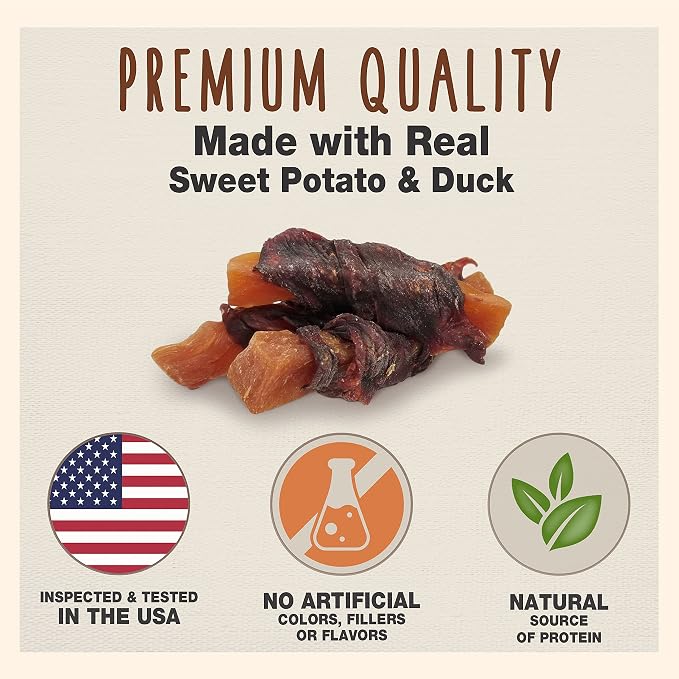 Cadet Gourmet Sweet Potato & Duck Wrapped Biscuits Dog Treats, 14 oz | Real sweet potato & duck, dog treats wraps, crunchy healthy dog treats, great for training, for small & large breeds