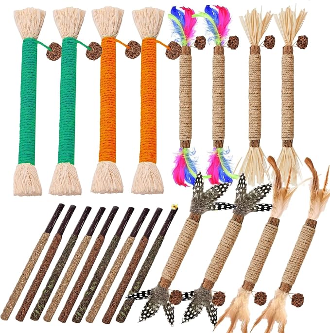 21 Pack Silvervine Cat Chew Sticks - Natural Kitten Toy for Cats