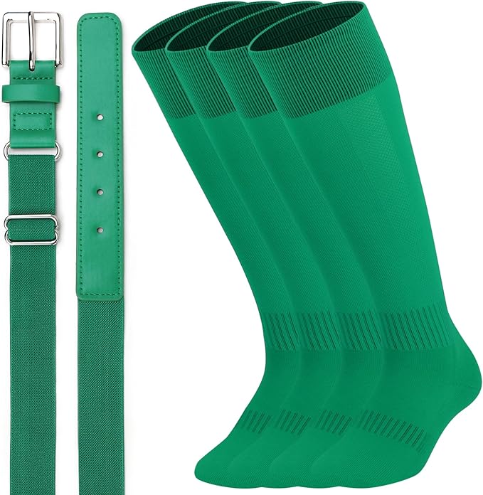 UnFader Baseball Socks and Belts Combo for Youth and Adult, Elastic Softball 2 Pair Socks and 1 Belts