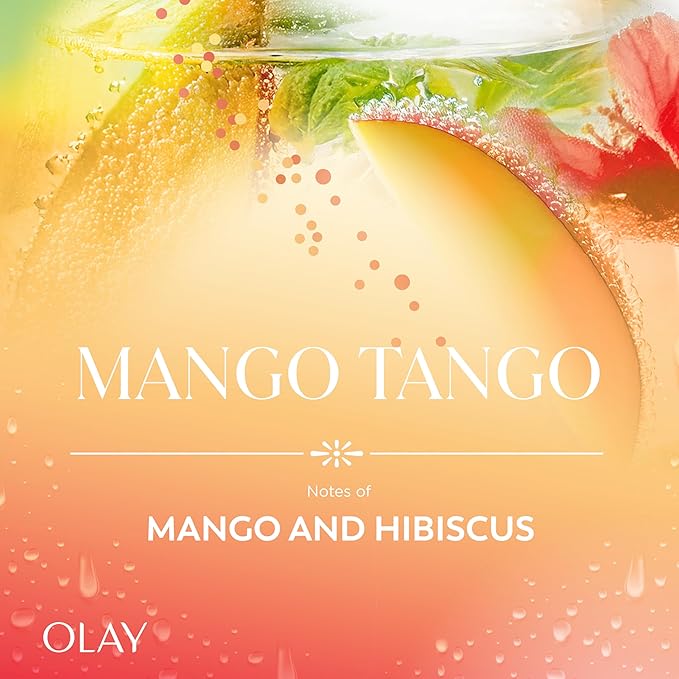Olay Body Wash for Women, 24/7 Skin-Loving Freshness, Miami Mocktails, Plant Based Cleansers, Vitamin B3 & Antioxidant Blend, For All Skin Types, Mango Tango with Mango & Hibiscus Scent, 22 fl oz