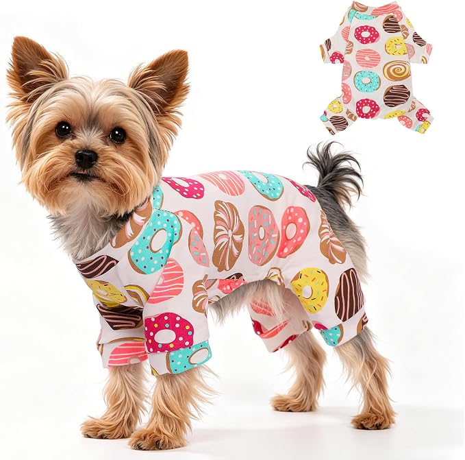 100% Cotton Summer Dog Clothes for Small Dogs, Stretchy Breathable Small Dog Pajamas Pjs, Soft Pet Dog Onesie for Extra Small Dogs Boy Girl, Chihuahua Yorkie XS Puppy Clothes