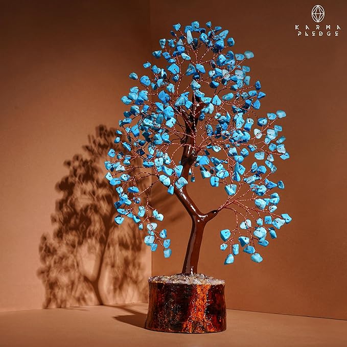 Crystal Tree of Life Birthday Gifts for Women, Men, Handmade Home Decor, Office, Room Decoration, Turquoise Reiki Healing Crystal Chakra Tree for Money, Good Luck Gifts for Her, Mom & Dad