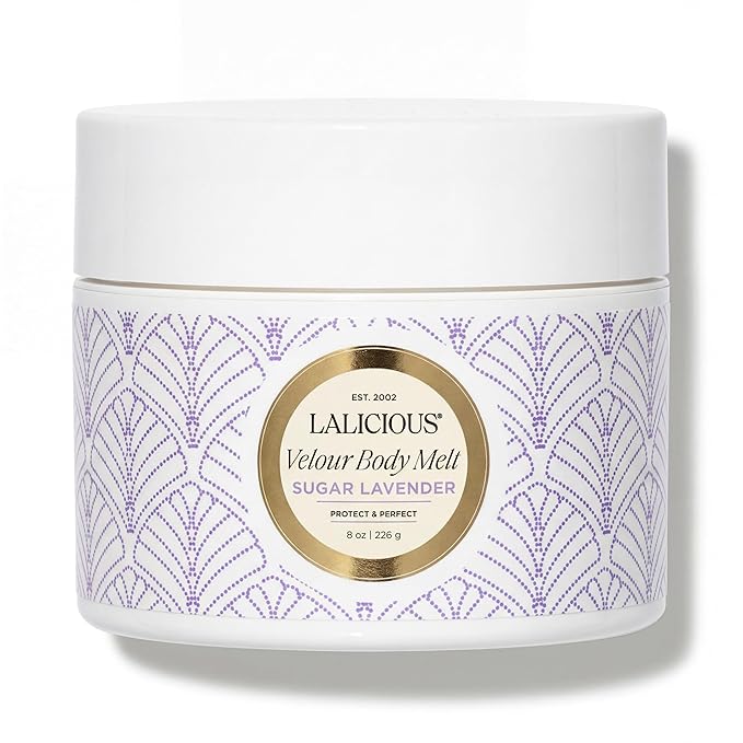 LaLicious Sugar Lavender Velour Body Melt - Multitasking Balm-to-Oil Skin Moisturizer with Macadamia Oil & Coconut Oil - Shave Gel, Hair/Scalp/Hand/Foot Mask - Help Prevent Stretch Marks (8oz)