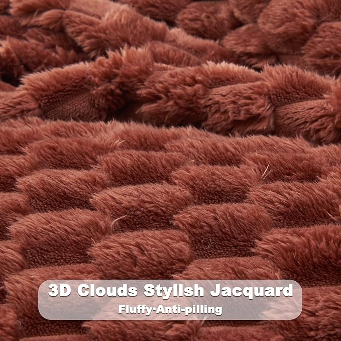 NEWCOSPLAY Fleece Clouds Cozy Throw Blanket for Couch, Coffee, 50"x60" | Premium Silky Flannel Blanket, Soft Lightweight Fluffy Throw Blanket for Bed Sofa Decor, Gift for All Season Use