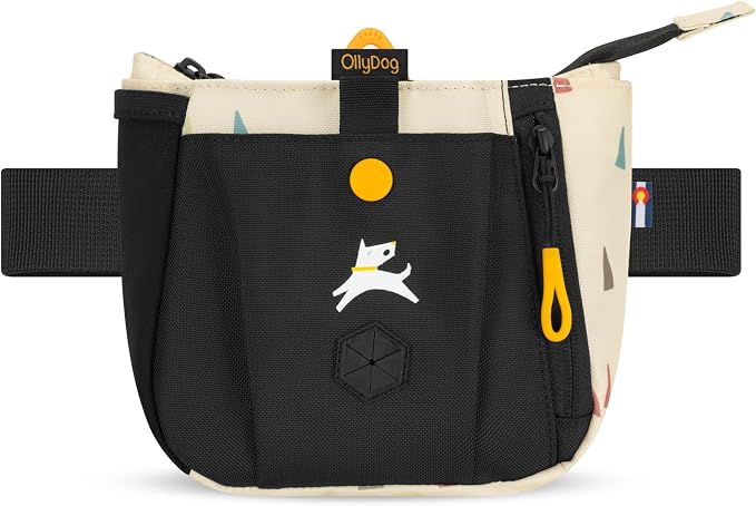 OllyDog Backcountry Day Bag | Dog Training Treat Pouch | Eco-Friendly Recycled Fabric Fanny Pack with Zipper Closure, Built-in Poop Bag Dispenser & Adjustable Waist Belt (Terrazzo)