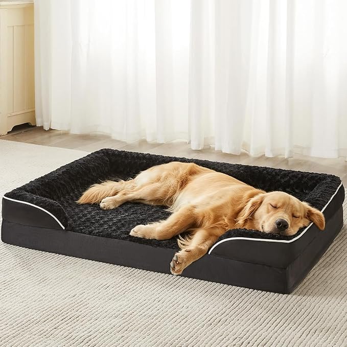 WNPETHOME Orthopedic Washable Dog Bed Large for Senior Dog Cozy Sleep | Waterproof Big Soft Dog Couch Sofa Bed for Dogs Relax with Removable Cover Supportive Comfort Pet Bed Black 36x27 Inch