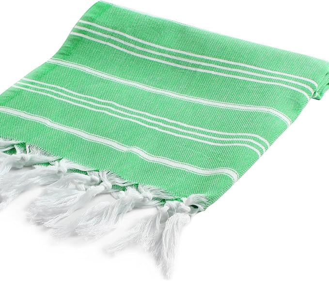 Cacala 100% Turkish Cotton Kitchen Tea Towels, Highly Absorbent Luxury Soft Quick Drying Dish Towel with Hanging Loop for Gym, Yoga, Bath, Sports, Cleaning and Kitchen (23 x 36), Green