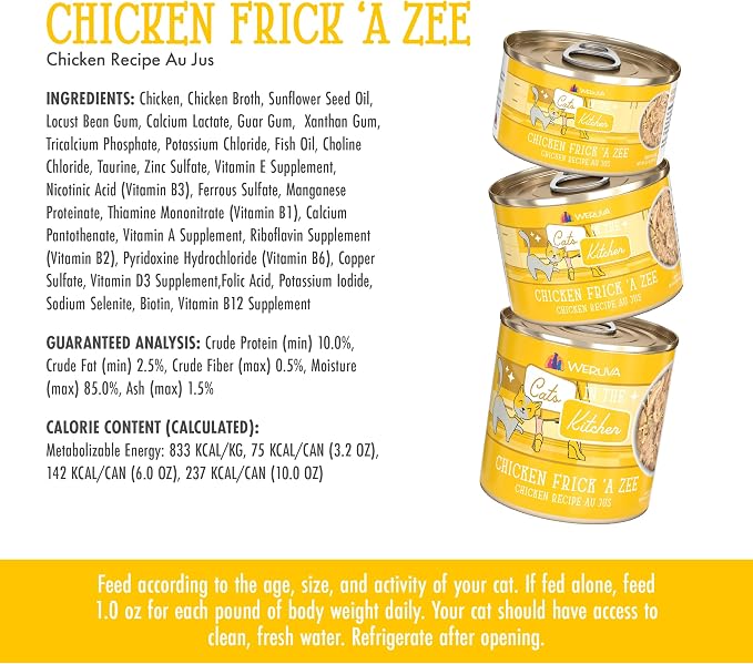 Weruva Cats in the Kitchen, Chicken Frick 'A Zee Wet Cat Food, 10oz Can (Pack of 12)