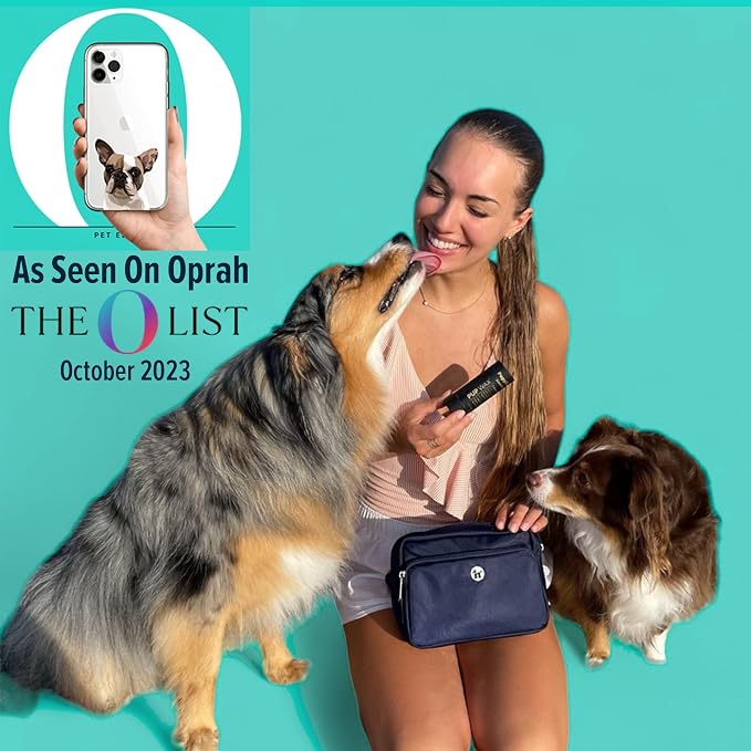 Puppington 3-in-1 Crossbody Dog Walking Bag & Treat Pouch with Matching Planet Safe Poop Bags & Built-In Dispenser - Dog Mom Gift for Puppy Training with Zippered Pockets (Onyx Black)