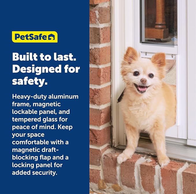 PetSafe Sliding Glass Pet Door, Aluminum Frame, Pets Up to 15 lb, Small