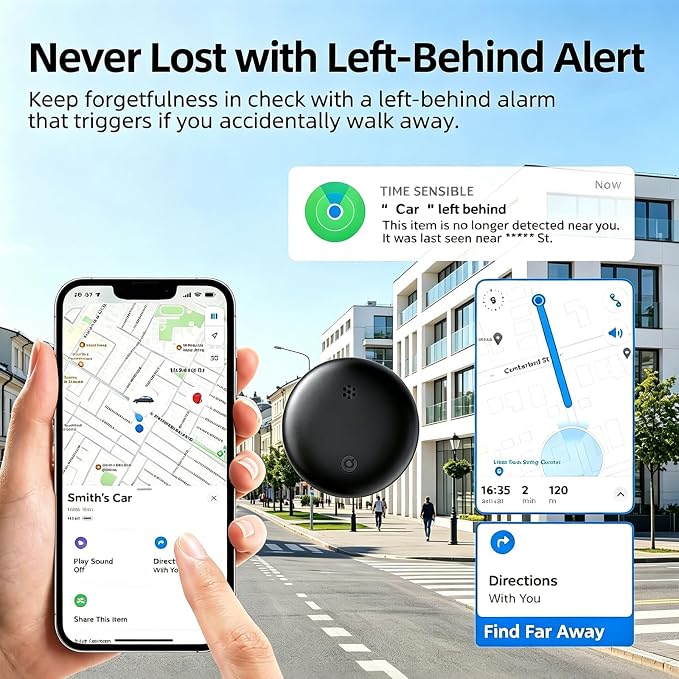 GPS Tracker for Vehicles No Subscription for Android & iOS, Bluetooth | Car Tracker Tag Tracker Device Compatible with Apple Find My & Google's Find Hub for Key, Luggage Wallet Kid Pet