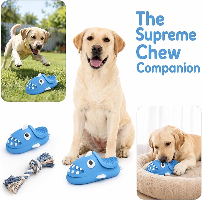 Shark-Shaped Dog Chew and Drag Toy, Squeaky Indoor/Outdoor Plaything, Interactive Chewing Toy for Dogs, Sound-Emitting Toy for Self-Entertainment and Boredom Relief