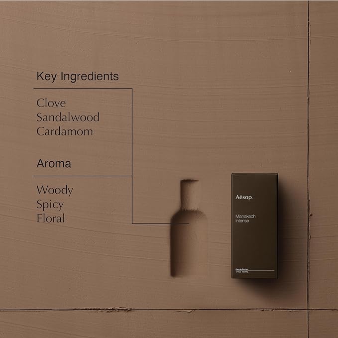 Aesop Marrakech Intense Eau de Parfum | Clove, Sandalwood, and Cardamom Scent | Woody, Spicy, and Floral Aroma | Unisex | 1.6 fl oz
