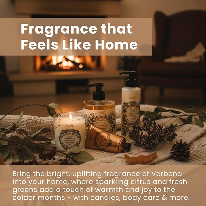 Panier des Sens Lemon Verbena Long-Lasting Scented Candle, 6.3 oz | Hand-Poured In Provence | Up To 55 Hours Burn Time | 100% Natural Cotton Wick | Long-Lasting French Home Fragrance