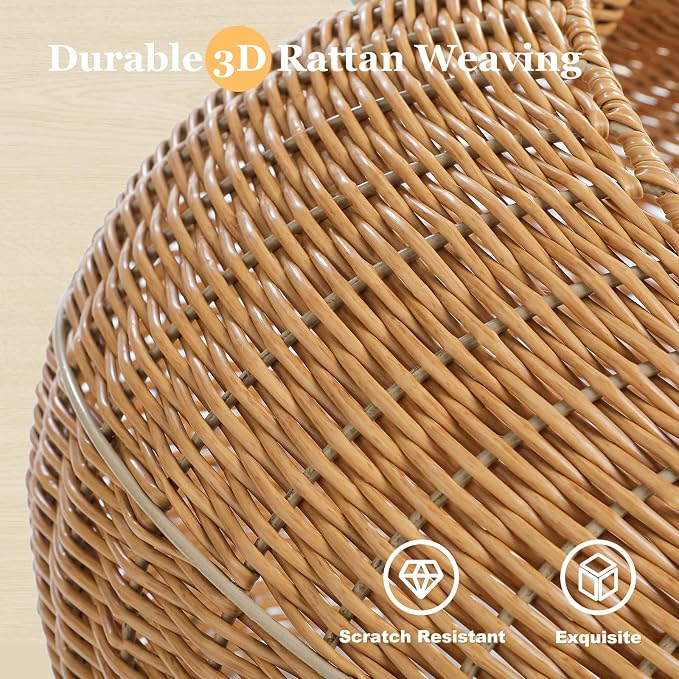 PAWZ Road Dinosaur Cat Tree 46” Cat Scratching Posts with Large Rattan Bed | Modern Cat Furniture with 18.5 Dia Cat Bed and Removable Mat, Themed Cat Tower 5 Scratching Posts for Indoor & Large Cats