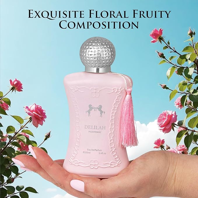 Delilah for Women - Floral Fruity Fragrance - Top Notes of Rose, Peony, Lychee, Bergamot & Nutmeg - Base Scents of Cashmeran, Cedar & Incense - Free of Paraben - Elegant 100ml Bottle, Women Parfume