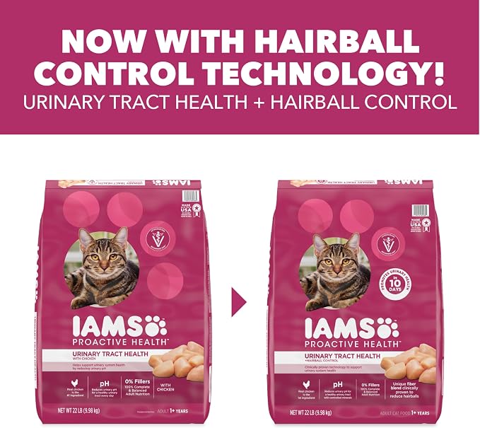 IAMS Proactive Health Urinary Tract Health Dry Cat Food, Chicken, 22 lb | Veterinarian-recommended, real chicken #1 ingredient, reduces urinary pH, antioxidants, antioxidants for immune support