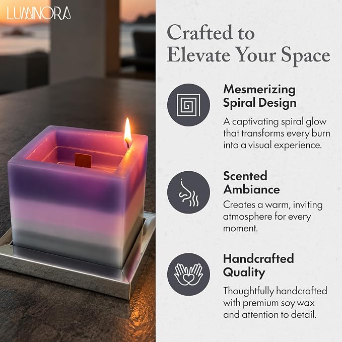 Spiral Candle - Unique Scented Soy Wax Candle with Spiral Burning Design, Handcrafted Gift Ready Decorative Candle for Home Decor, Gift & Cozy Room Ambiance (Grapevine Scent) - LUMINORA