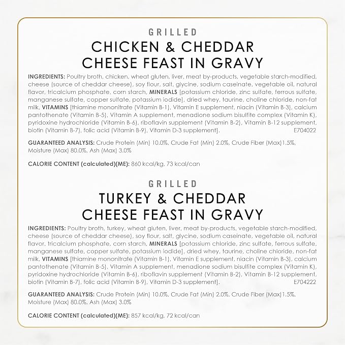 Purina Fancy Feast Delights with Cheddar Wet Cat Food, 3 oz cans, 24-Pack | Grilled Chicken, Turkey or Whitefish in Gravy recipes with no artificial colors or preservatives