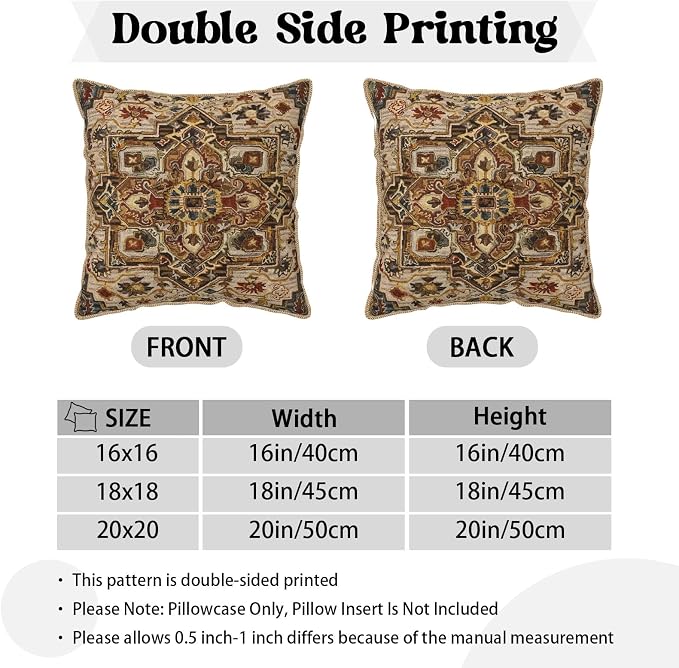 KSLIDS Boho Brown Soft Velvet Throw Pillow Covers Set of 2 Vintage Bohemian Rug Carpet Decorative Pillow Covers 20x20 Inch Antique Ethnic Pillow Case for Sofa Couch Living Room Home Decor
