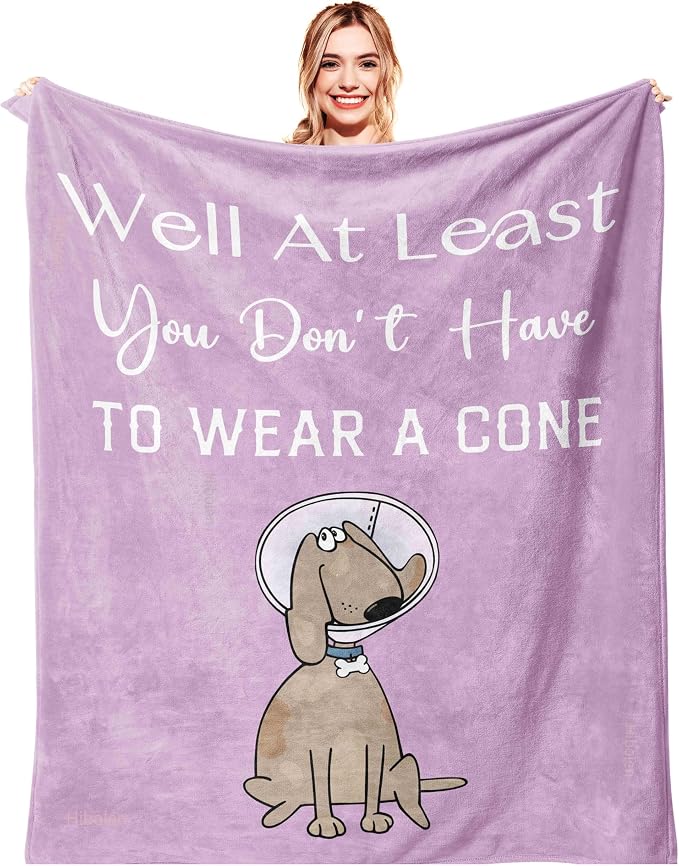 Get Well Gifts for Women/Men After Surgery, Sympathy Gift, Feel Better/Get Well Soon Gifts for Women, Surgery Recovery Gifts for Men, at Least You Dont Have to Wear A Cone Blanket 50"x60"