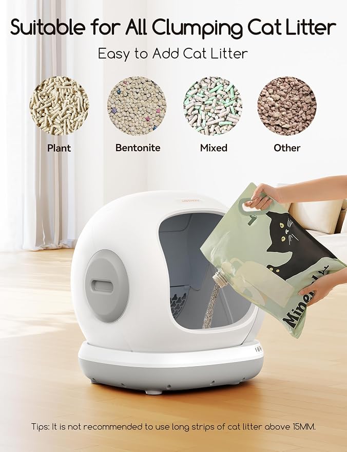 Meowant Self-Cleaning Cat Litter Box, 75L Extra Large Open for Multi Cats | Integrated Safety Protection Anti-Pinch Automatic Cat Litter Box,APP Control,Odor Removal,Health Monitoring,Low Entry,Gray