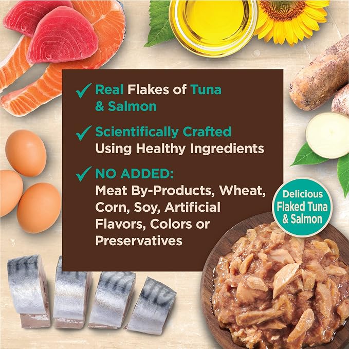Wellness CORE Tiny Tasters Flaked Adult Wet Cat Food,Natural,Protein-Rich,Grain Free,1.75-Ounce Pouch,(Tuna & Salmon),(Pack of 24)