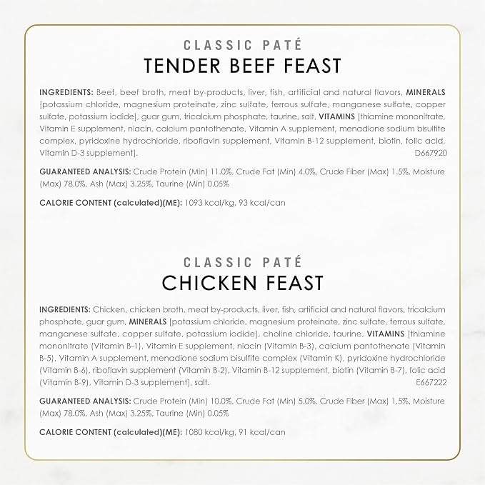 Purina Fancy Feast Classic Pate Poultry & Beef Wet Cat Food, 3 oz, 24-Pack | Variety Pack of Grain Free recipes with a smooth pate texture, 100 percent complete and balanced