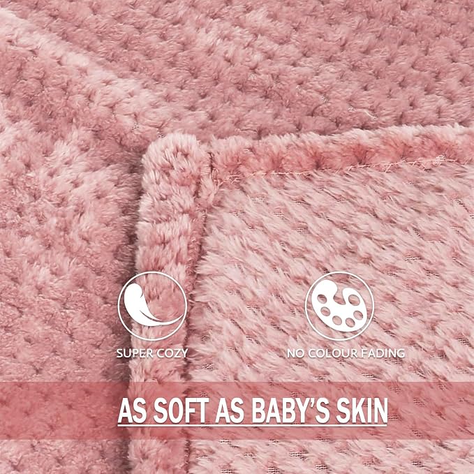 Exclusivo Mezcla Soft Waffle Fleece Bed Blanket King Size, Pink | Lightweight Plush Blanket for Bed, Bedroom, Cozy Flannel with Waffle Texture, Stylish Home Decor, All Season, 104x90 Inches