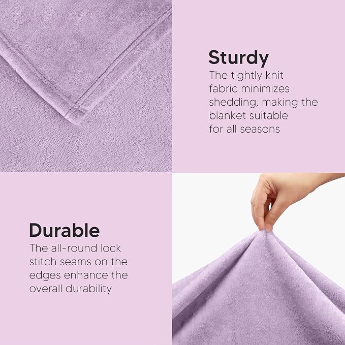 Utopia Bedding Fleece Bed Blanket California King Size Lilac (102x96 Inch) | Microfiber Plush Warm Lightweight Breathable Cozy Blanket Anti-Static, All Season Use, Gift for Women and Men