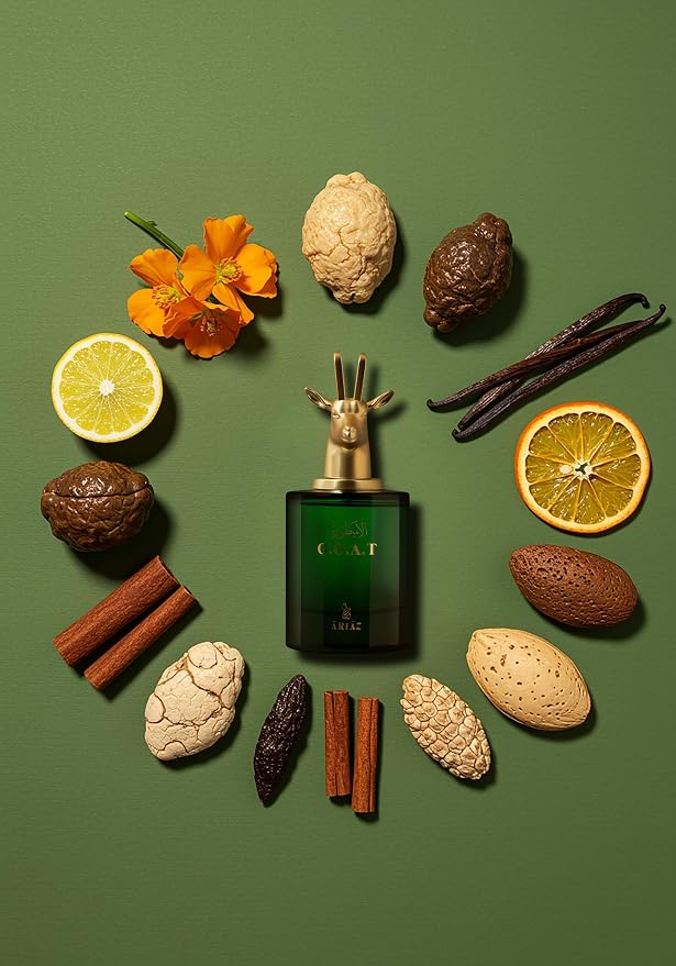 ARIAZ Goat Men Eau De Parfum 3.4 Oz - Amber Vanilla Cologne with Orange Blossom, Cinnamon, Tonka Bean, Musk & Woods - Warm Spicy Scent for Fall and Winter