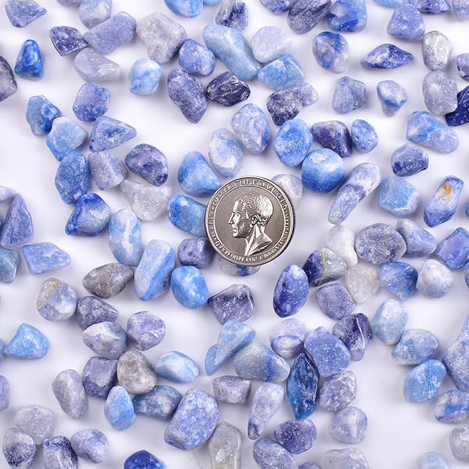 Polished Blue Aventurine Crystal Chips 200 Pcs - 0.3" 10 oz Tumbled Stone Chips Crushed Sea Glass Stones Healing Reiki Crystal Making Home Decoration