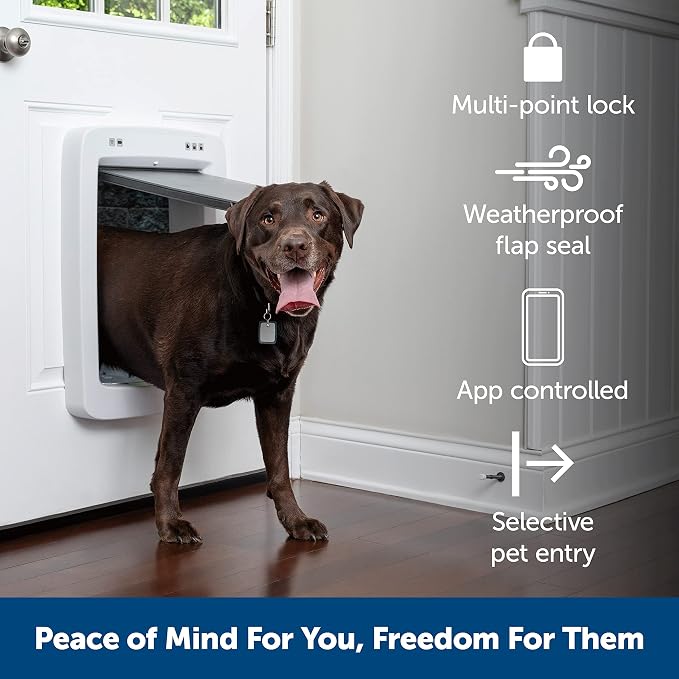 PetSafe SmartDoor Connected Pet Door, App Controlled, Large | Selective Entry/Exit, Custom Schedules, Remote Lock & Phone Notifications via My PetSafe App, Multi-Pet Friendly