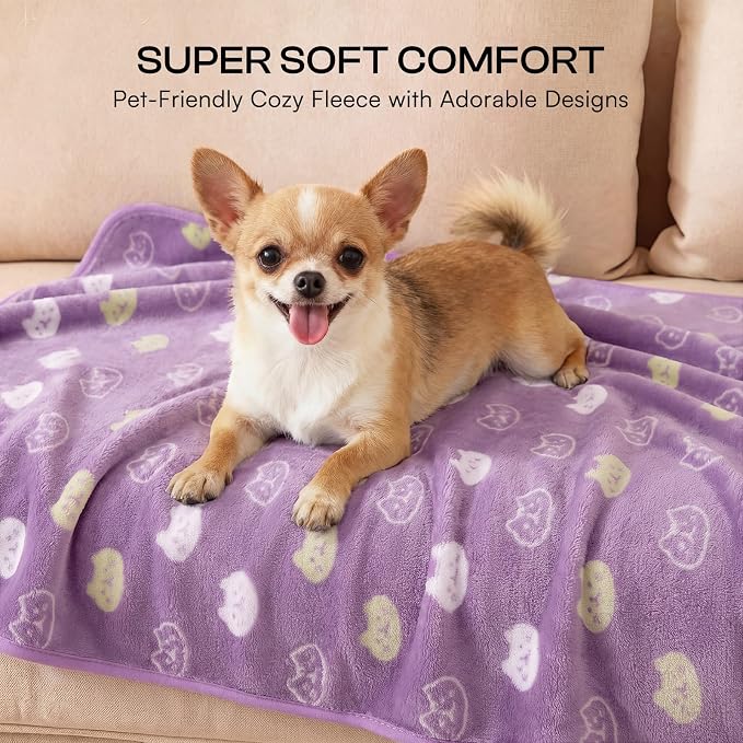 Luciphia 3 Pack Cute Cat Blankets Cozy Small Throw for Pet Puppy,30"x20" | 280GSM Fuzzy Kitten Pet Blankets Washable for Crate Bed Couch Car Indoor - Puppy Essentials Dog Gift