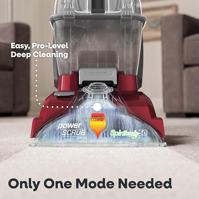 Hoover PowerScrub Deluxe Carpet Cleaner Machine, Pet & Upholstery Tools | Deep Cleaning Carpet Shampooer Machine, SpinScrub Brushes, HeatForce Drying, Pair with Hoover Carpet Cleaner Solution