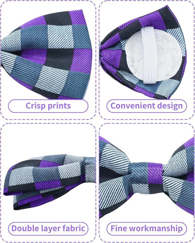 PET SHOW 5 Pack Plaid Dog Bowties for Large Dogs Slide on Collar