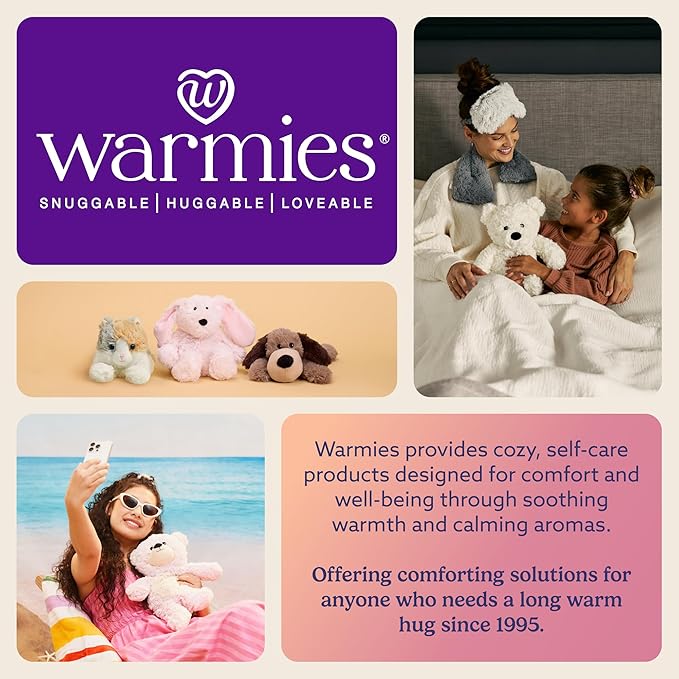 warmies Microwavable Eye Mask for Warmth & Comfort - Heating & Cooling Compress for Calming Relaxation - Weighted & Heated Eye Mask with Scented Lavender for Sleeping - Cream