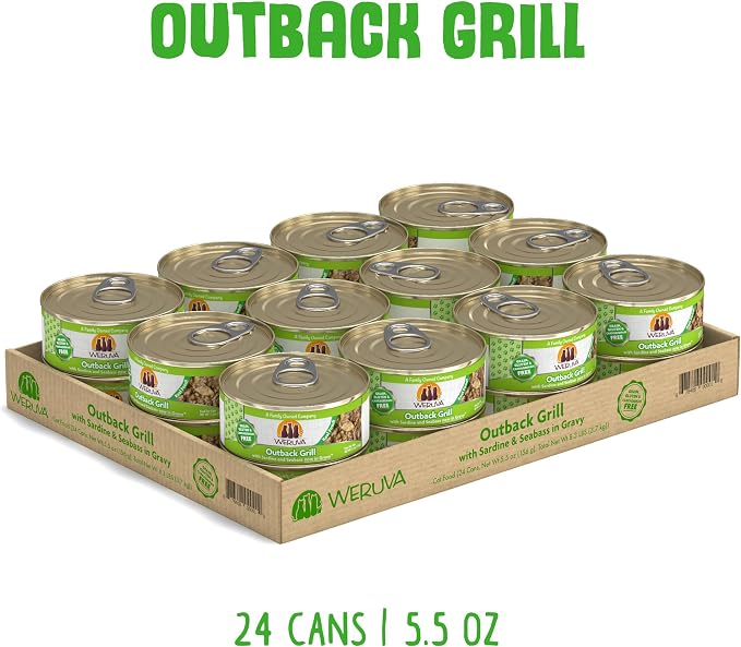 Weruva Classic Cat Food, Outback Grill with Sardine & Seabass in Gravy, 5.5oz Can (Pack of 24)