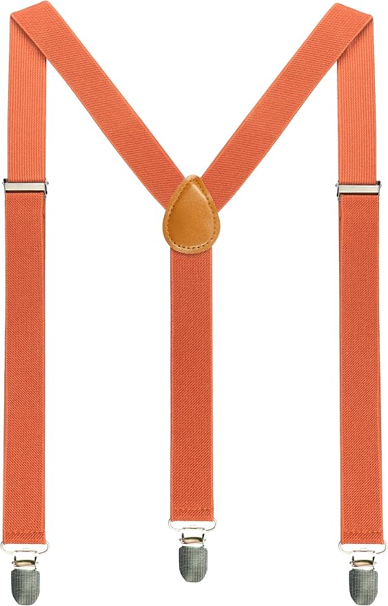 JEMYGINS Solid Color Mens Suspender with 3 Strong Clips Adjustable Braces