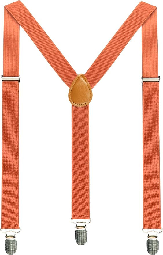 JEMYGINS Solid Color Mens Suspender with 3 Strong Clips Adjustable Braces