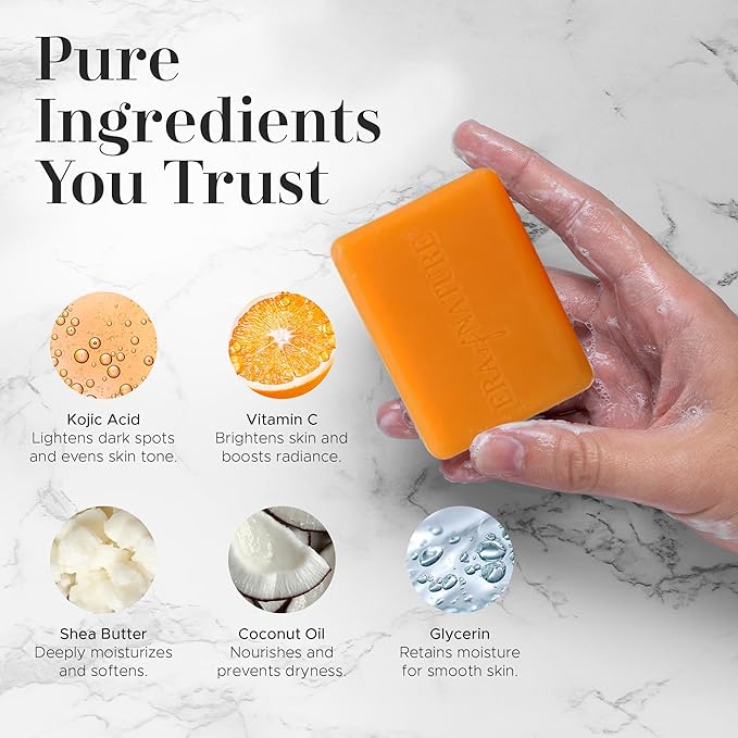 Era of Nature Turmeric Kojic Acid Soap with Vitamin C, Shea Butter & Essential Oils for Face and Body - 2 Pack - Helps Reduce the Look of Dark Spots – Inner Thighs, Armpits, Bikini Area, Knees – 200g