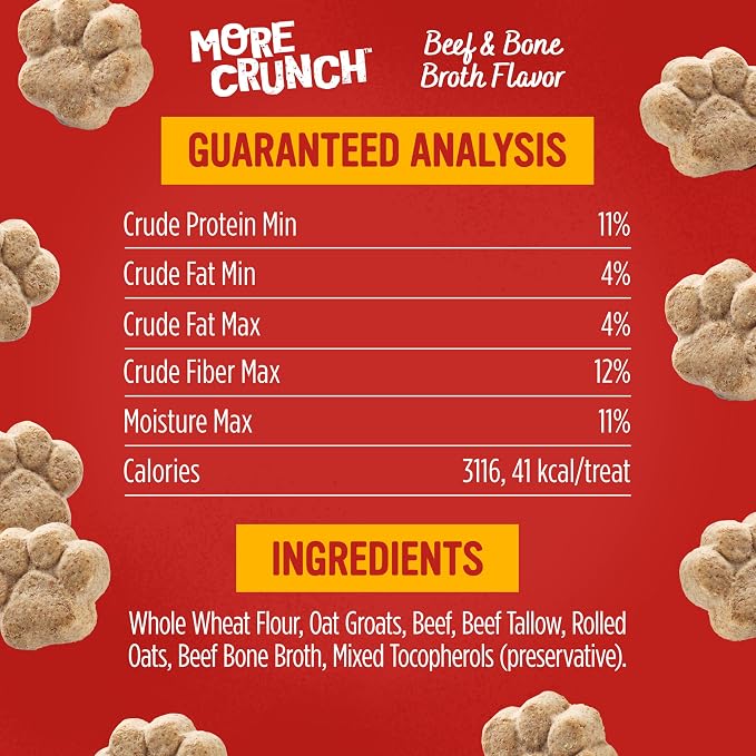 Blue Dog Bakery, More Crunch Beef Broth Biscuit, Medium Dog Treats 18oz 1pk | Crunchy Oven-Baked Dog Treat Biscuits, Made with Real Beef & Bone Broth & Other Real Premium Wholesome Ingredients in the USA